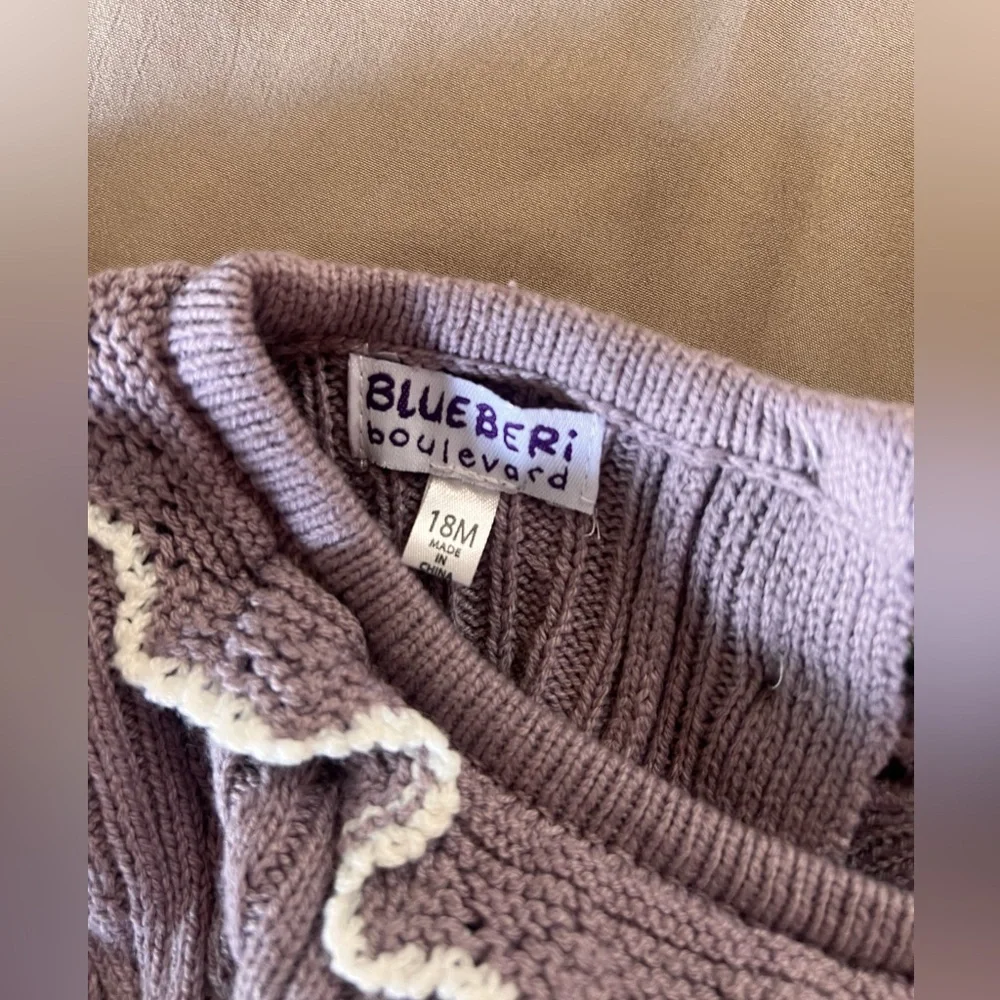Blueberi Boulevard Lavender Knit Dress with White Accents
